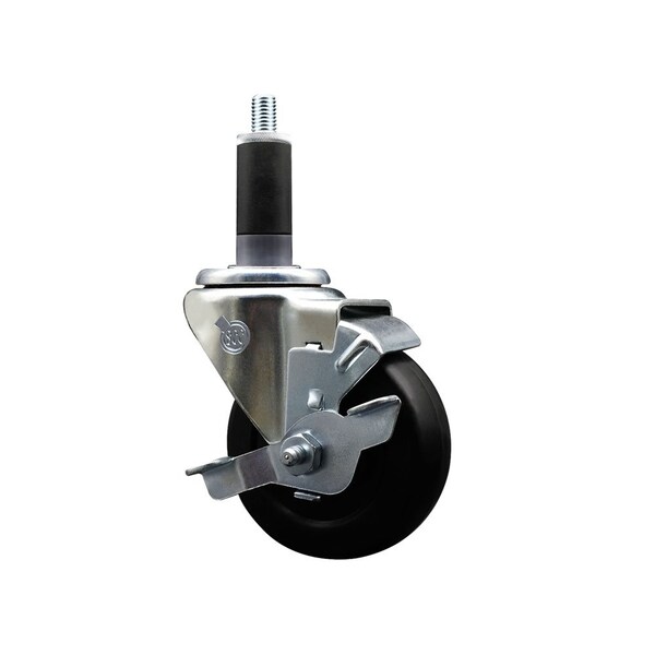 3.5'' Soft Rubber Swivel 1-1/8'' Expanding Stem Caster with Brake